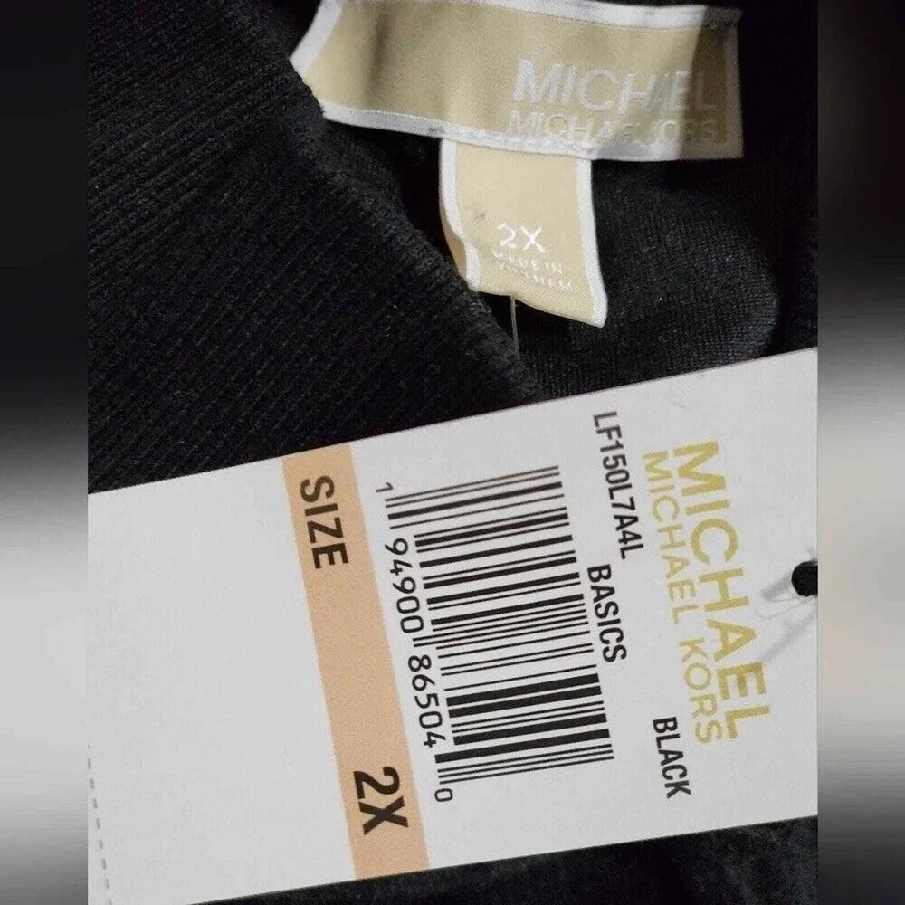 Michael Kors Black Cozy velvety velour funnel neck sweatshirt‎ plus size 2X new!